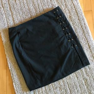 Anthropologie Gracie Dark Navy/Black Slit Skirt